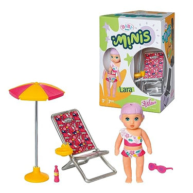 BABY born Minis Sonnenstuhl-Spielset mit Minis-Puppe Lara und Liegestuhl, 701911 Zapf Creation, Bright And Vibrant Colors (Tropical Print) im Sale